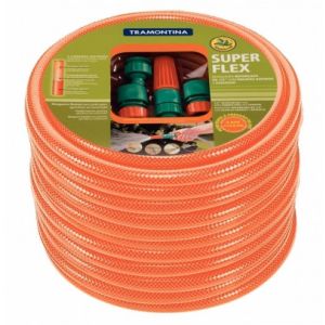 Mangueira de Jardim 1/2" 15 Metros Tramontina Super Flex com Engates Rápidos e Esguicho