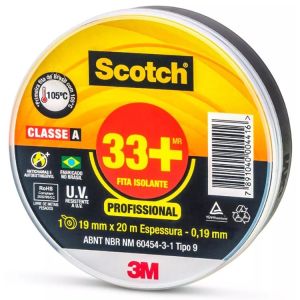 Fita Isolante Scotch 33+ 3M 19mm x 20m Alta Resistência 750V