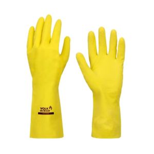 Luva de Látex Amarela Volk Forrada EG 30cm CA 10695