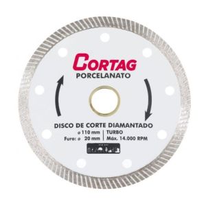 Disco Diamantado Cortag Turbo 4" 110mm para Porcelanato e Cerâmica Corte Seco