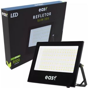 Refletor LED Slim Easy 200W Bivolt Frio 6500K - Preto