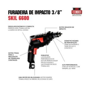Furadeira de Impacto Skil 6600 3/8" 570W 127V - Fura Metal, Madeira e Paredes
