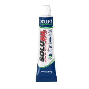 Cola Silicone Alta Temperatura SOLUSIL Cinza 50g Vedação Calor