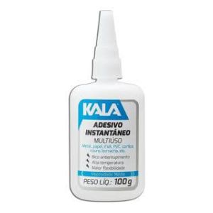 Cola Adesiva Instantânea Kala 100g - Uso Geral, Não Entope - Metal, Couro, Borracha, Plástico