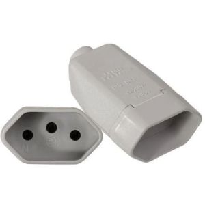 PINO FEMEA EXTERNA CHATO 2P+T 20A 250V CINZA