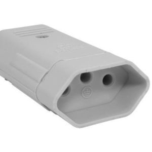 PINO FEMEA EXTERNA CHATO 2P+T 20A 250V CINZA