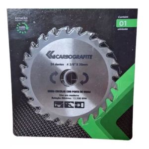 Disco de Serra Circular 4.3/8 Pol. com 24 Dentes Carbografite - 12477212
