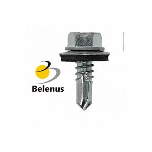 Parafuso Auto Brocante Belenus 12x1" Zincado Branco Para Telha Rosca DIN 7970